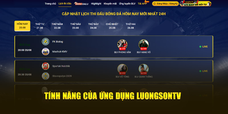 Tính năng của ứng dụng LuongSonTV